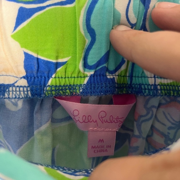 Lilly Pulitzer Abella Skirt blue floral ruffle hem size medium - Picture 3 of 6